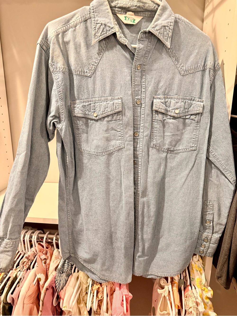 Light Wash Denim Button-Down Shirt - Casual Men's Shirt